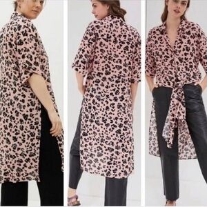 🛑 1 hour sale. NWT. Maeve by Anthropologie, Leopard Print Pink dress/top/duster